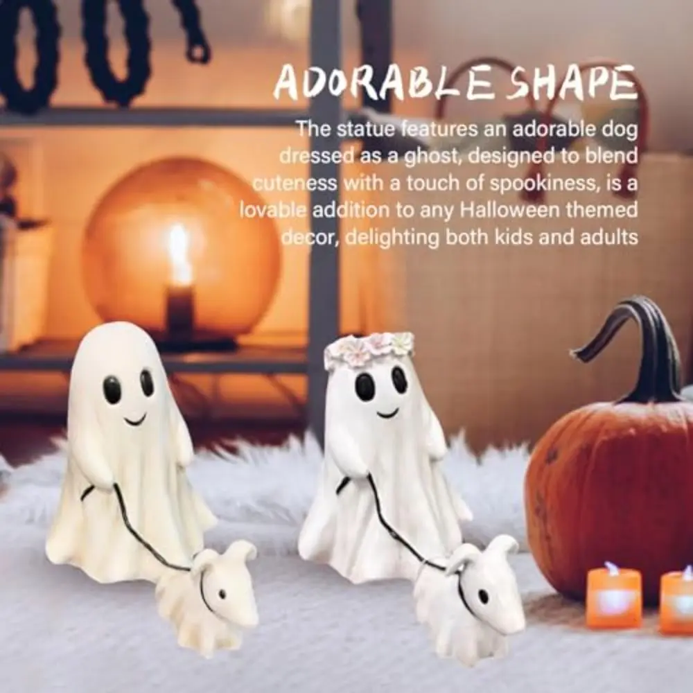 Ghost Walking Ghost Walking Dog Statue Halloween Ghost Decor Ghost Dog Spooky Ghost Dog Halloween Figurine Indoor Outdoor