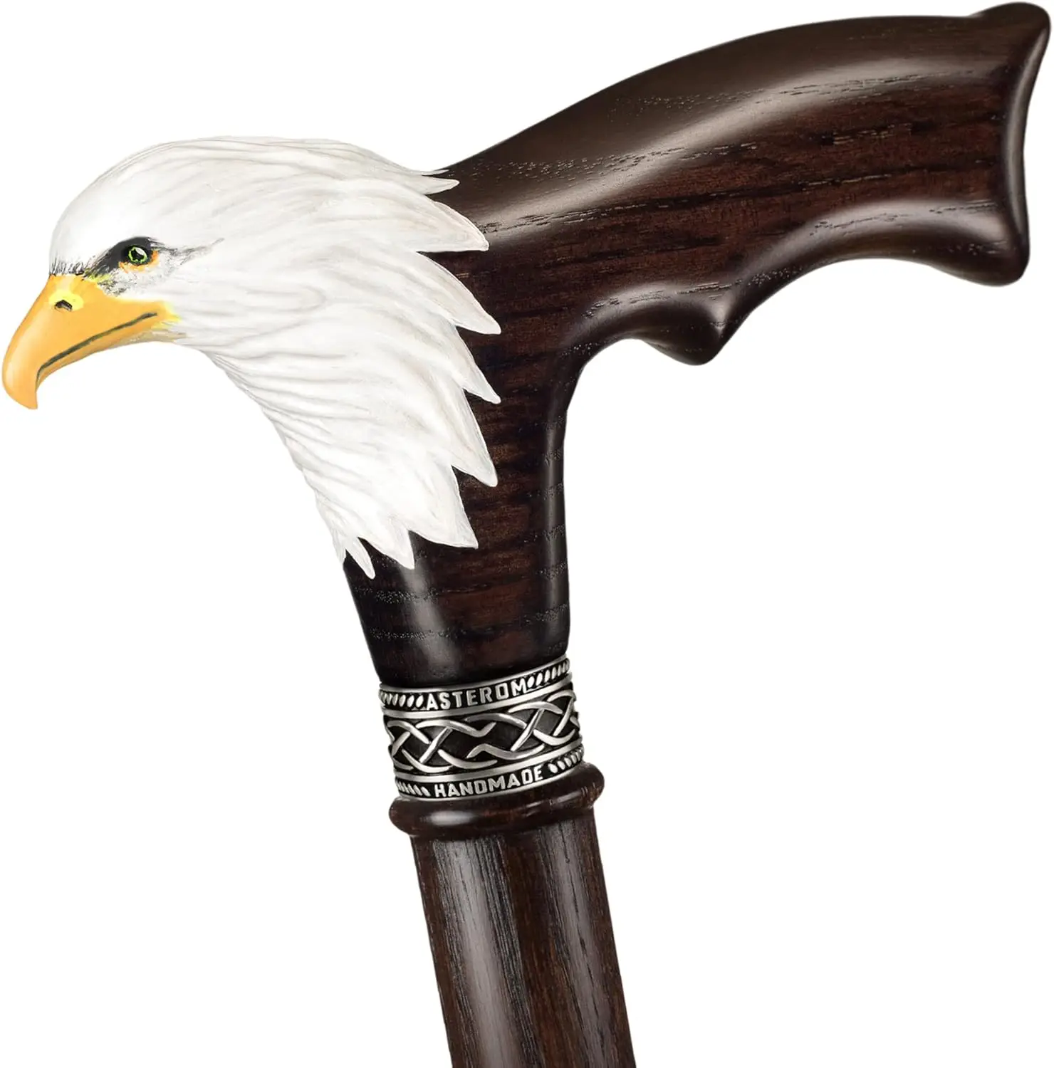 Hand-Painted Wooden Carved Walking Cane for Men - Bald Eagle - Unique Wood Cane Stylish Walking Stick