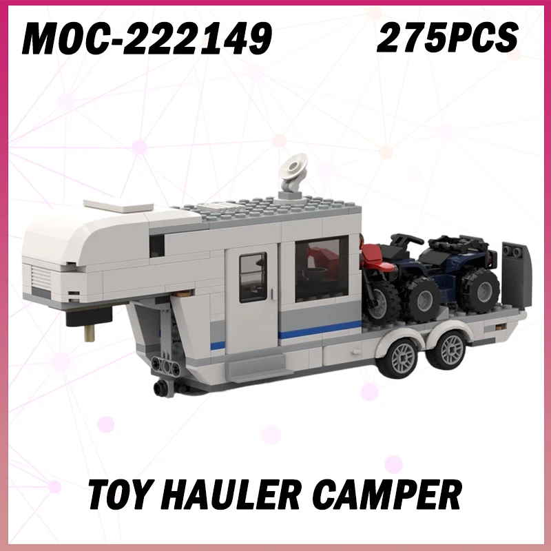 

275PCS MOC-222149 Toy Hauler Camper Building Block Assembly Truck Tail Trailer Accessories Compatible With Particle Gifts Toys