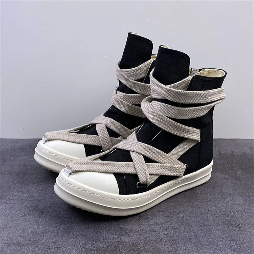 

Black& Street FW23 Rric owees FABLED Mage Lace Desinger Canvas Boots Lace Up High Top Sneaker Botas for Men and Women