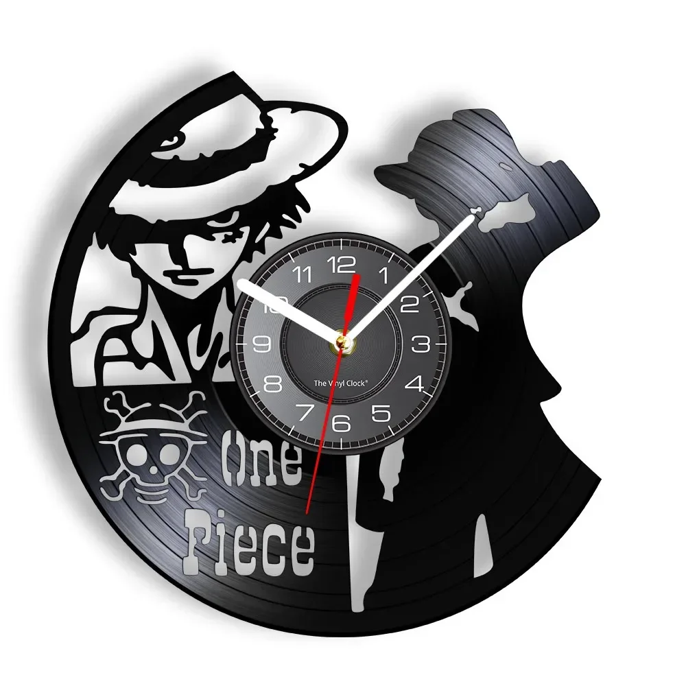 ONE PIECE Vinyl Record Wall Clock for Manga Mystery Luffy Character Cut Out Music Album Longplay Wall Clock Kid Room Home Decor