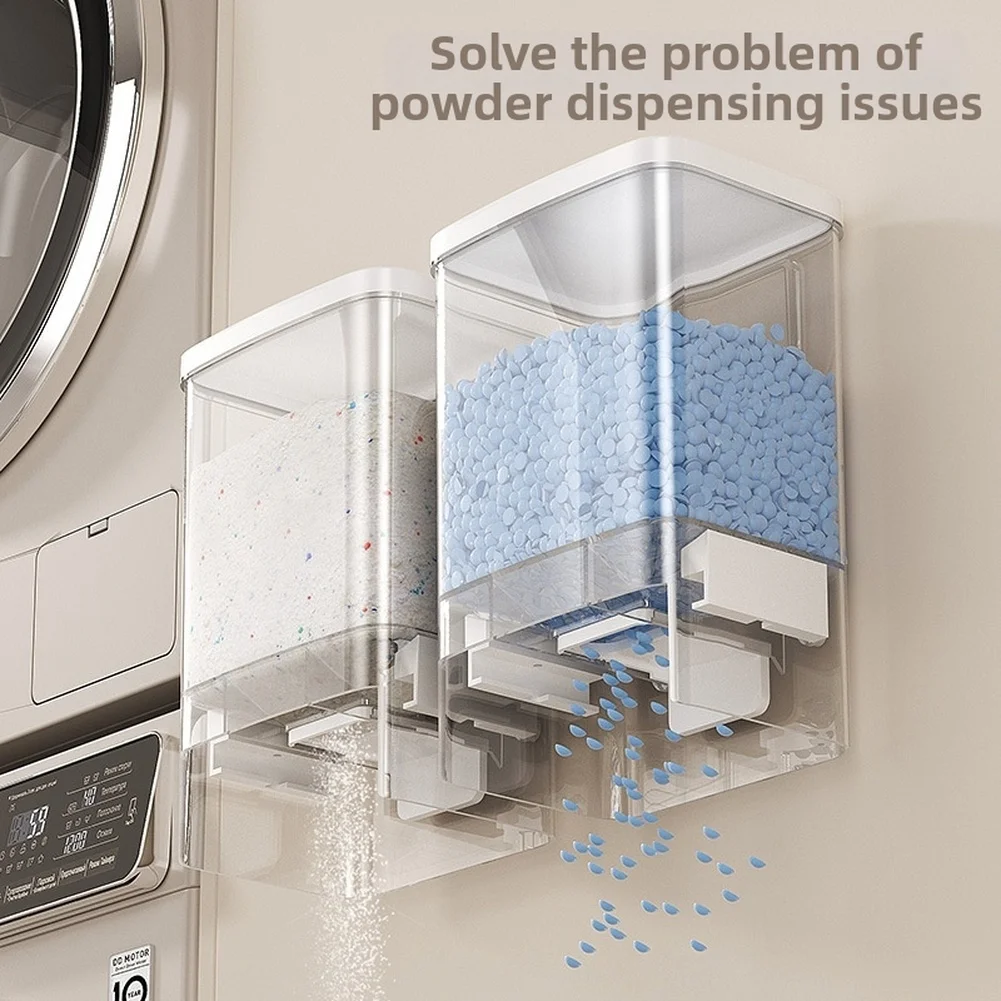Detergent Storage Box with Clear PET Construction Wall Mount Ready Design and Press to Dispense for Controlled Output