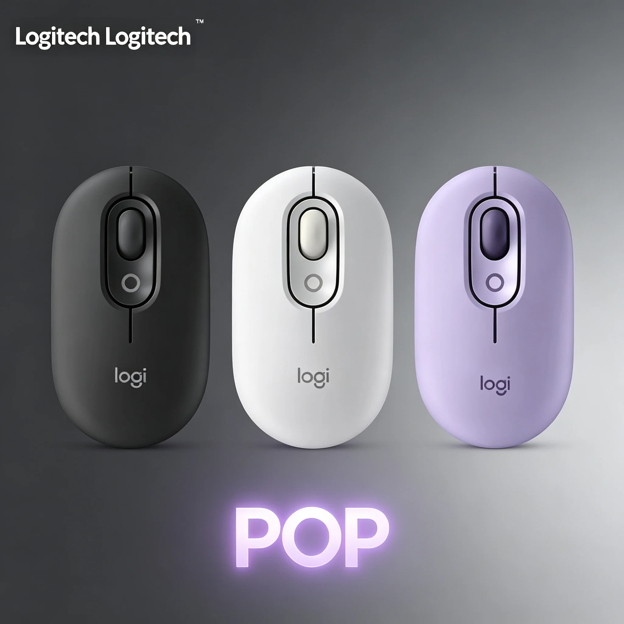 Logitech POP Mouse Wireless Bluetooth Silent Mice Fashion Oval Shape Computer Mouse