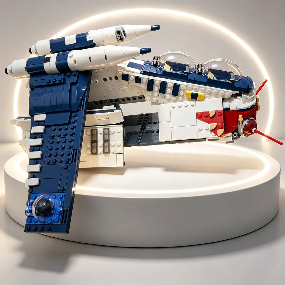 MOC 1129PCS MOC Space The Clone Wars Republic Attack Gunship Building Blocks Coruscant Bricks Festival Party Gifts view 6