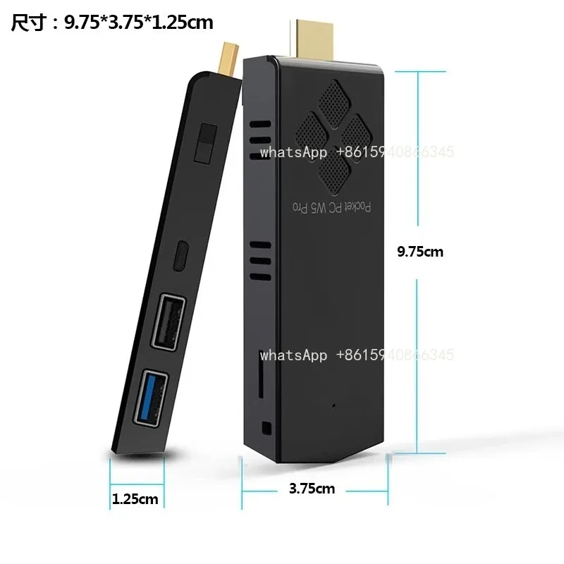 Mini Pocket PC Stick Quad Core Win10 Portable Small Host for Home Living Room Use