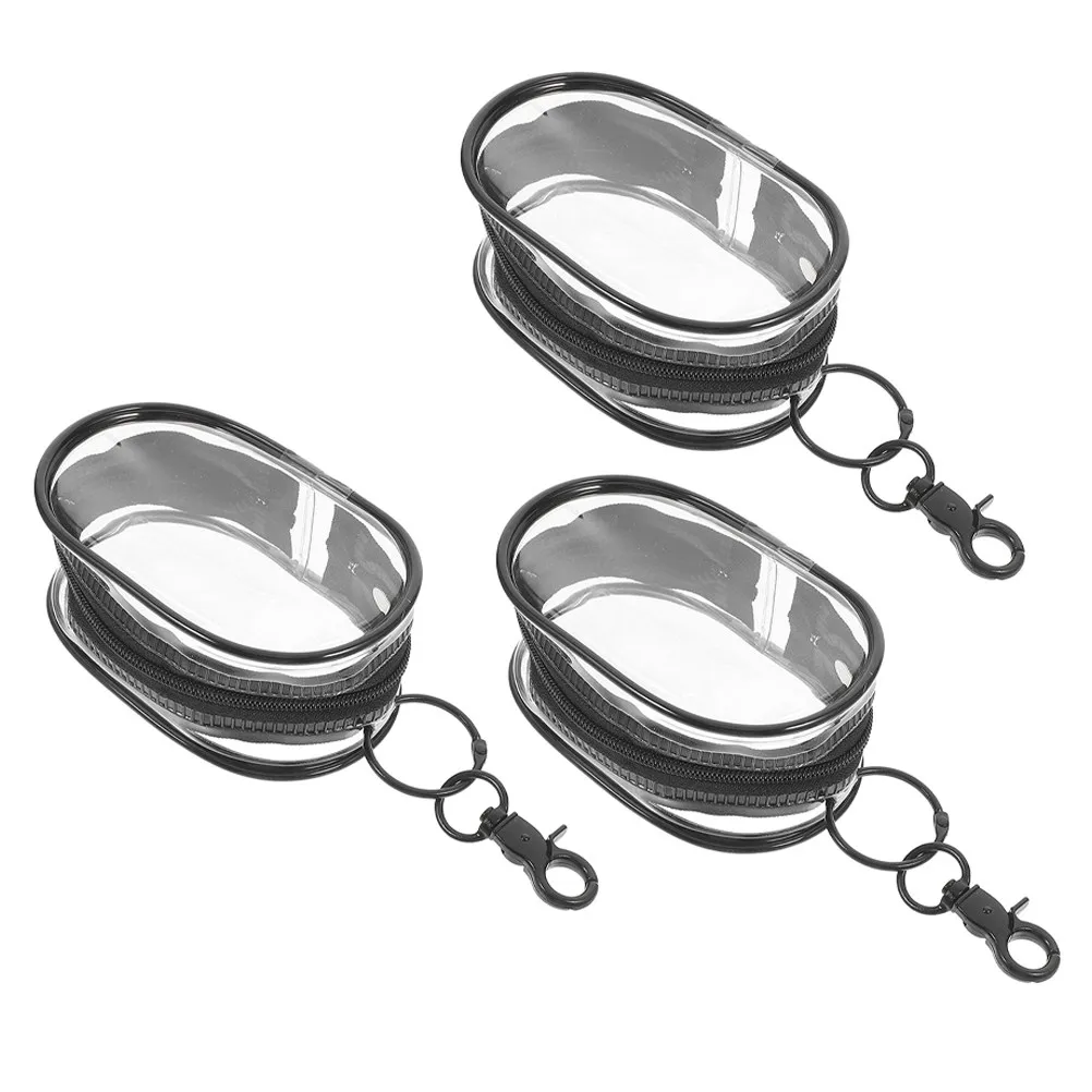 

3Pcs Transparent Bag for Figures Clear Display Pouch with Hanging Buckle Zipper Waterproof Small Storage Accessory for Students