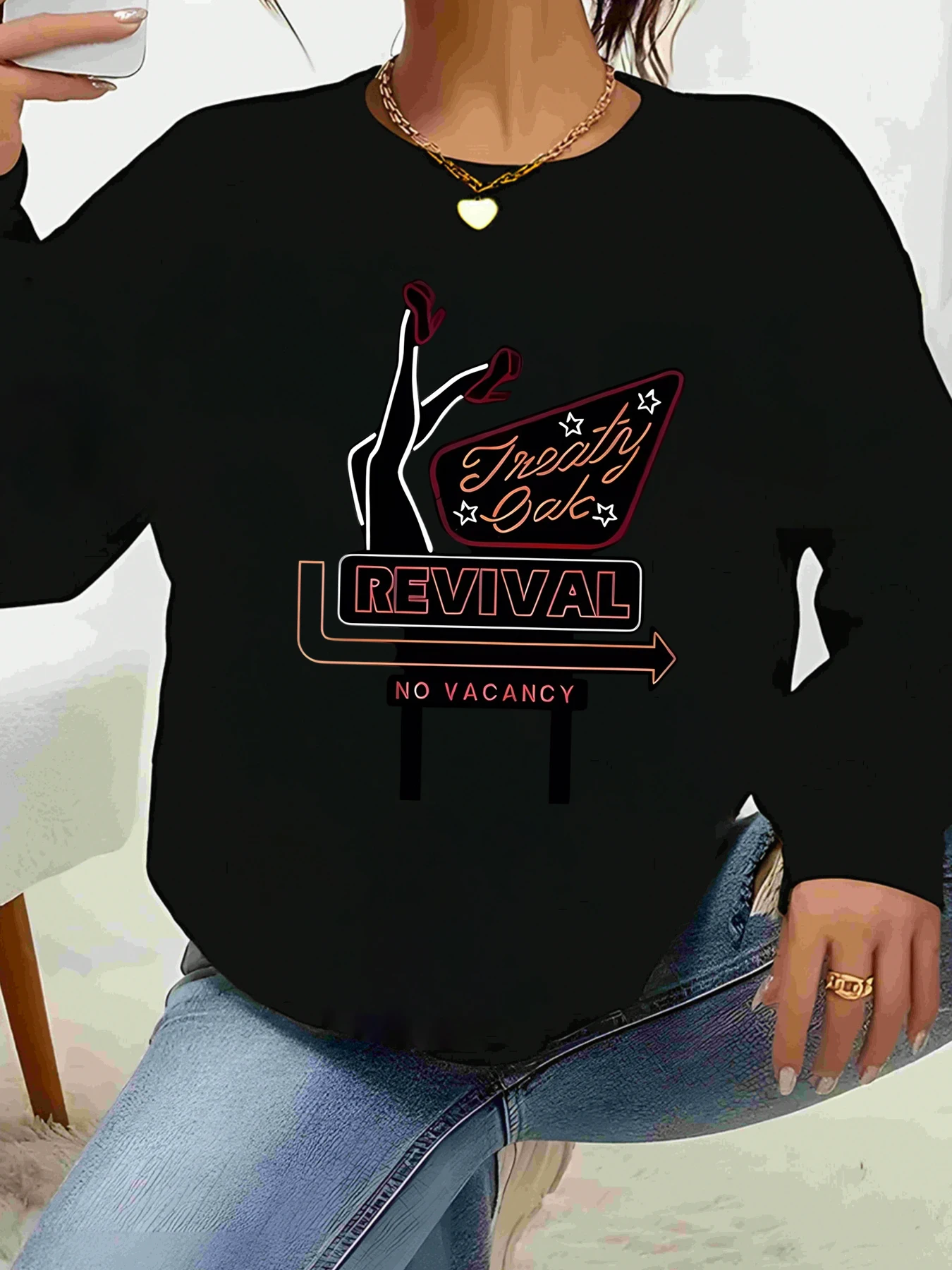 

Толстовка с принтом Treats Oak Revival No Vacancy, осенне-зимняя повседневная одежда, женская мода