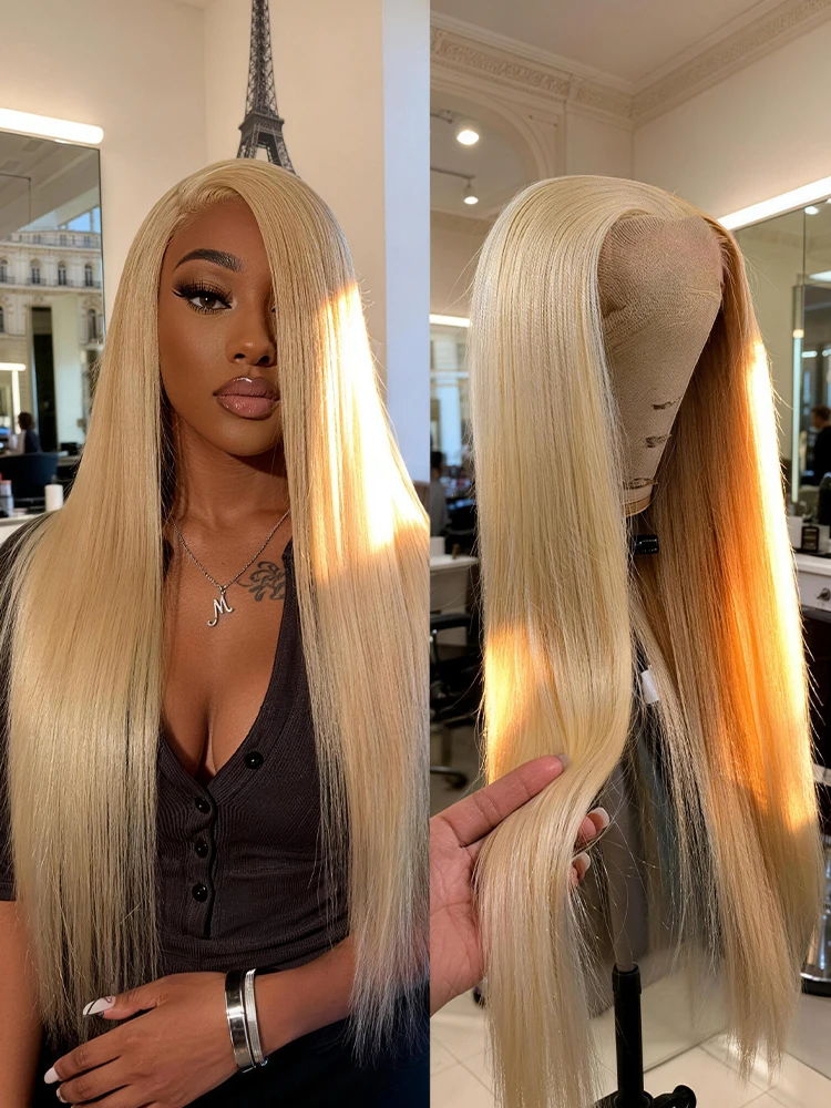 13x4 13x6 HD Transparent Lace Frontal Wigs 40 inch 613 Blonde Colored Straight Human Hair Wig Pre-Plucked Ships from US Warehouse For Black Women