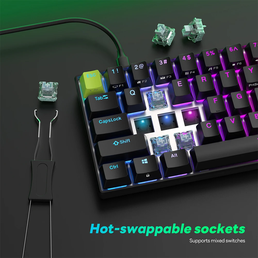 RK ROYAL KLUDGE RK C61 HE Magnetic Keyboard 60% 61 Keys Mini RGB Hot-swappable Switch Gaming Mechanical Keyboards