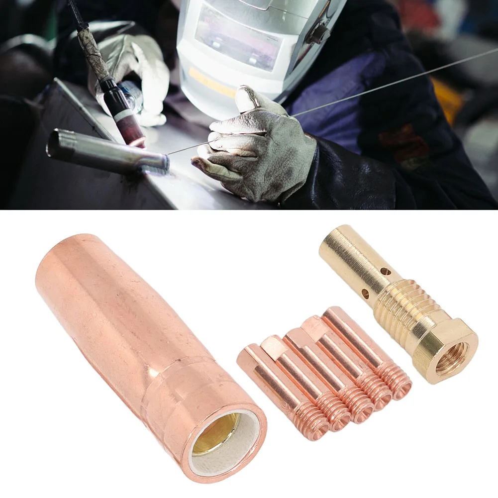 7pcs For MIG Welding Nozzles Flux Core Gasless 0.6mm 0.8mm 0.9mm 1.0mm 1.2mm Brass Nozzle Tips Kit MIG Welding Torch