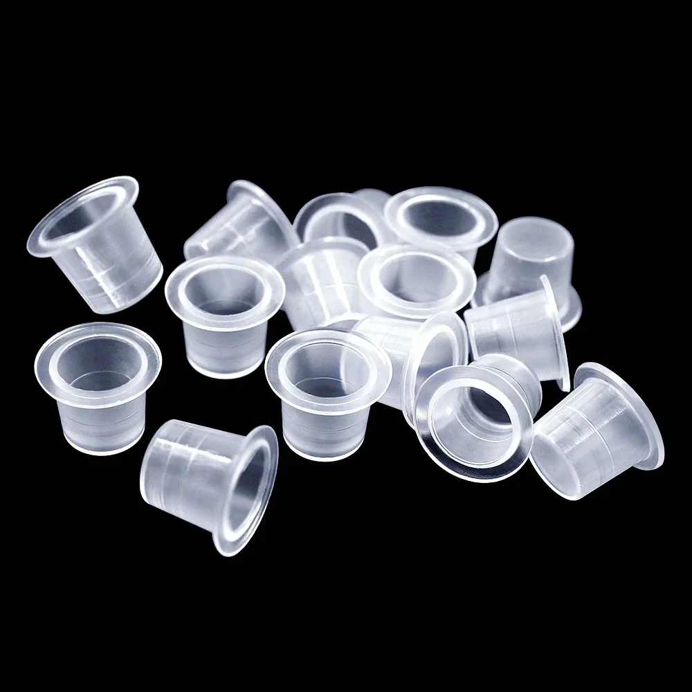 S/M/L Plastic Microblading Tattoo Ink Cups Disposable Permanent Makeup Pigment Clear Holder Container Cap Tattoo Supply 100pcs
