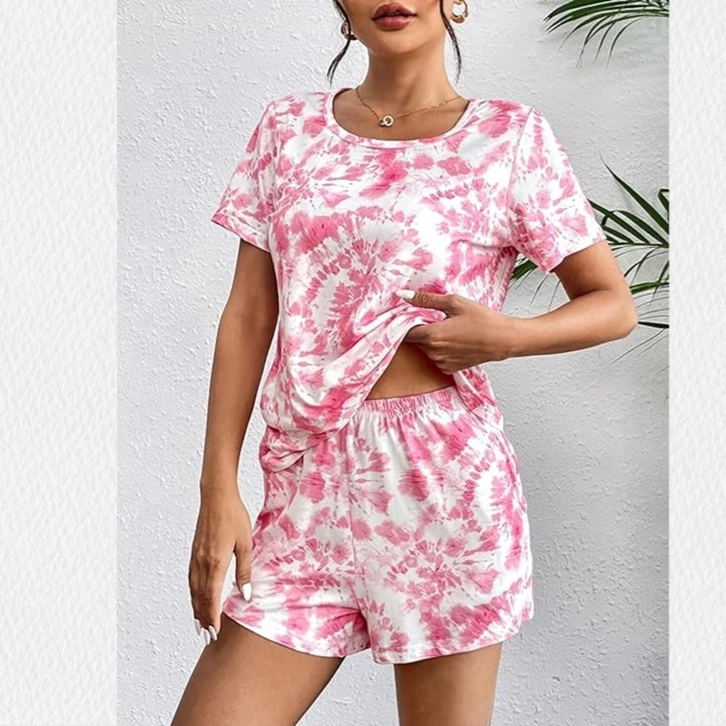 

Women's Casual Floral Print Pajama Set Short Sleeve Top And Soft Elastic Shorts Comfortable For Summer Loungewear Sleepwear Pjs