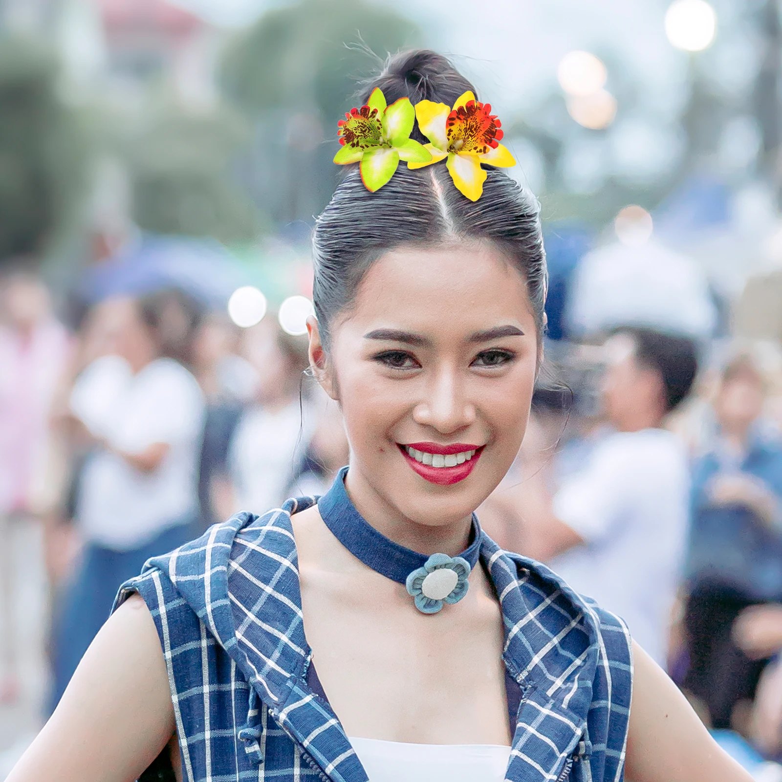 

20pcs Artificial Colorful Head Flower Clips for Wedding Party Fashion Accessories Hair Thai chid Barrettes Styling Aid