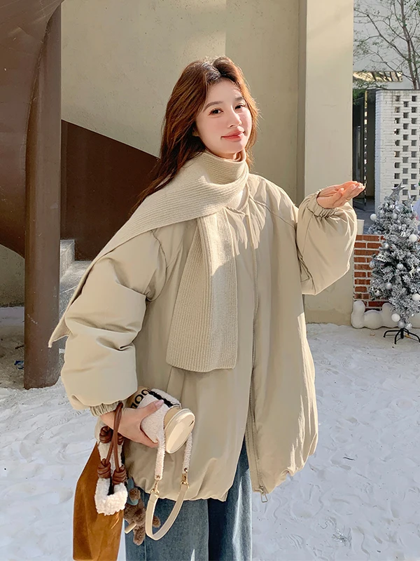 Khaki Thi Warm Women's ort down Jaet 2025 New Korean Sle Slimming 90 White Du down Coat with kets Casual Loose Fit