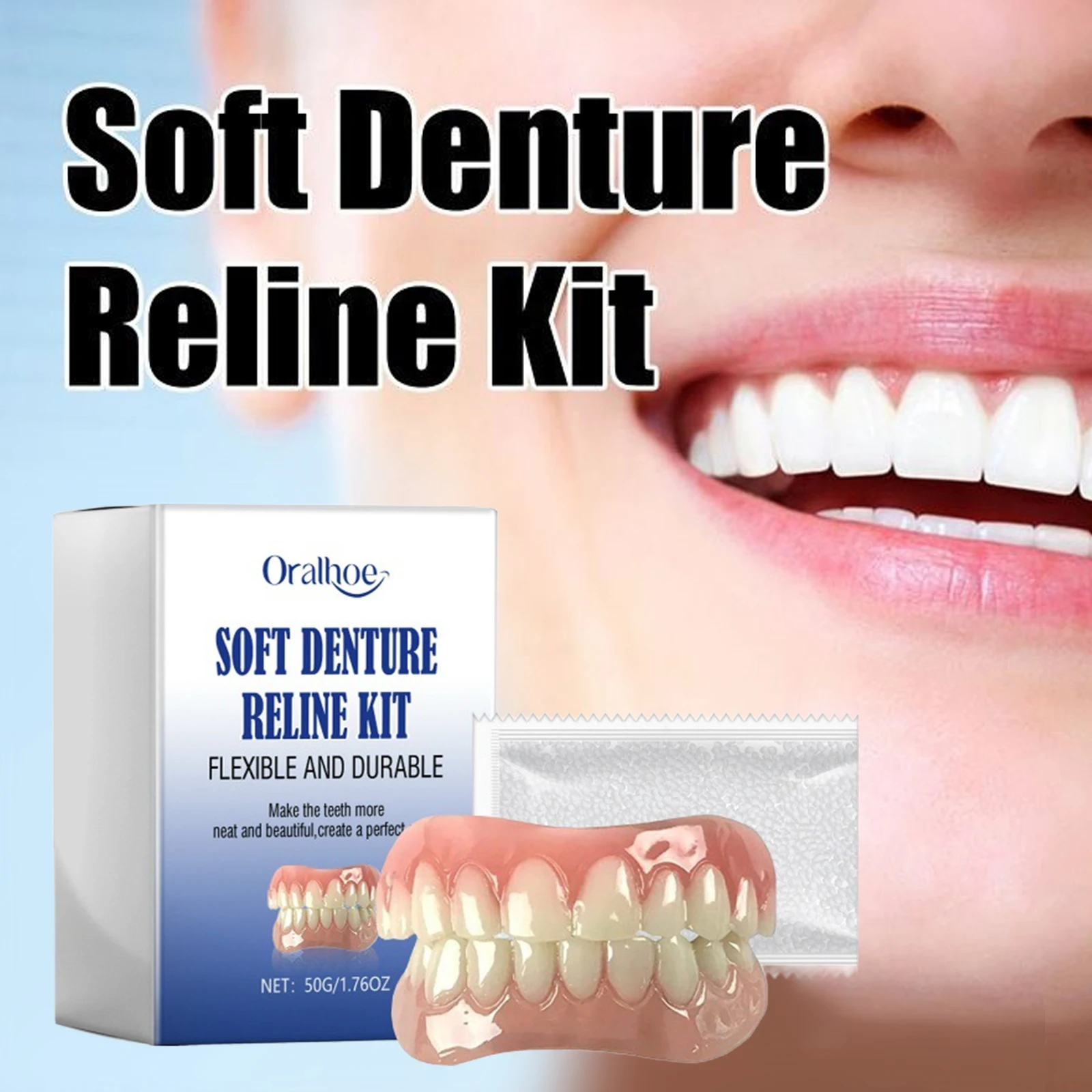 Soft Denture Reline Kit Simulation Braces Hide Missing Crooked Stained Broken Teeth Fit Temporary Orthodontic Comfort Oral Care