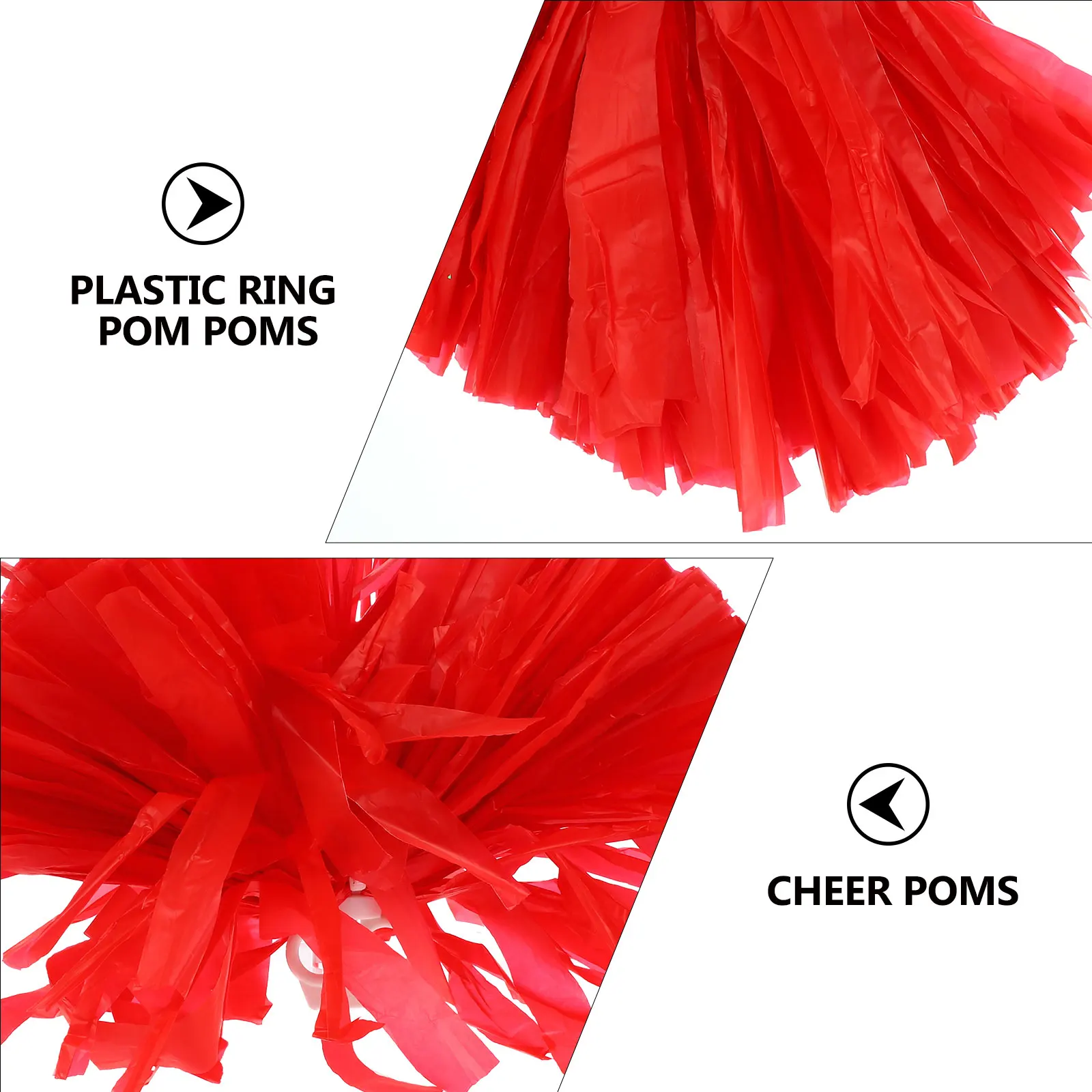 

2 Pcs Large Red Cheerleading Poms Sports Game Accessory Cheering H Flower Plastic Ring Pom Poms Team Sport Souvenir
