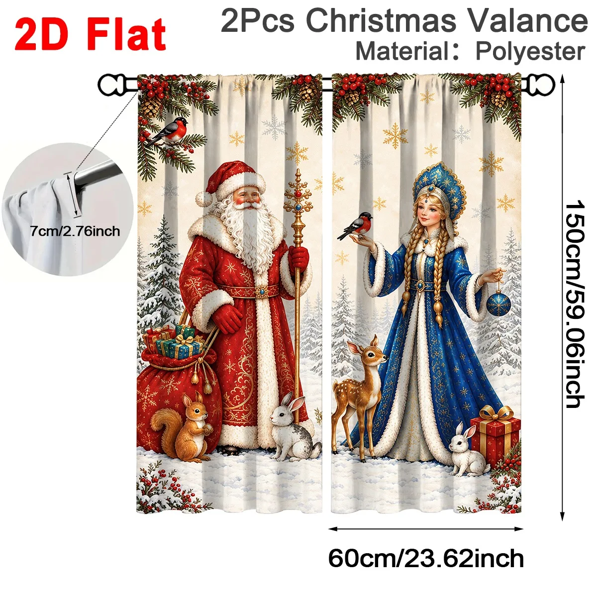 2pcs Christmas Curtain Merry Christmas Decoration for Home 2026 Christmas Window Treatment Navidad Natal New Year Gift 2027