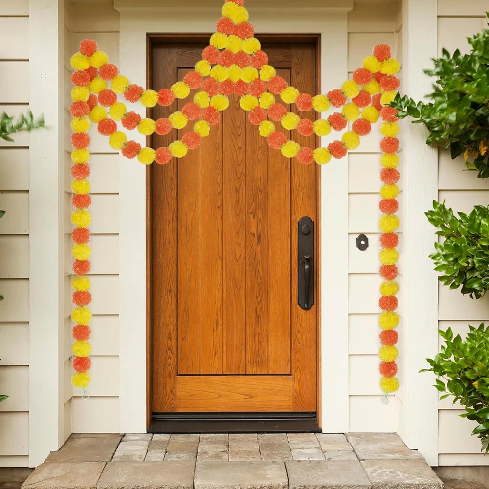 5 Stück Künstliche Ringelblumen-Girlande 150cm Hängende Blumengirlande für Hochzeits- und Partydekoration, Diwali-Heimdekoration, Künstliche Girlanden – Detail 5