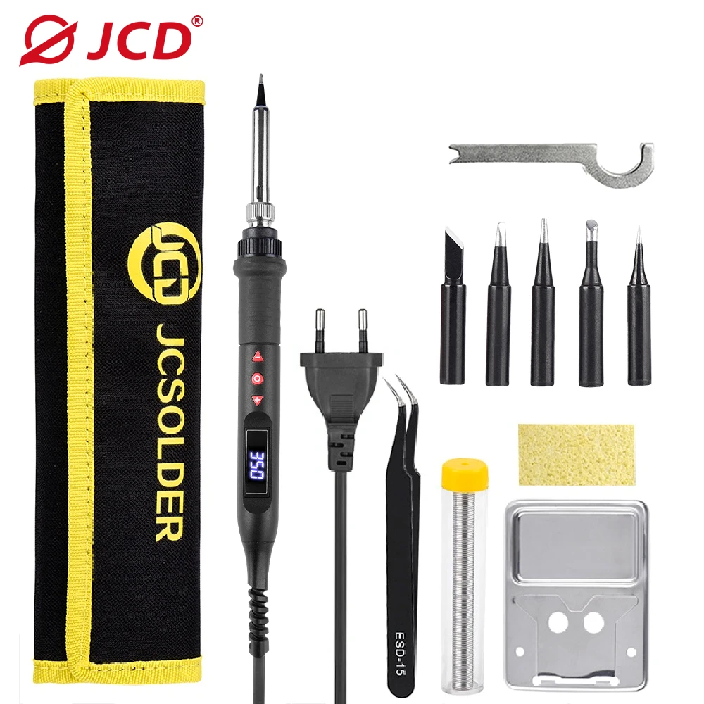 JCD Electric Soldering Iron 80W LCD Digital Display Adjustable Temperature With Switch Portable iron 220V/110V Welding Tools908U