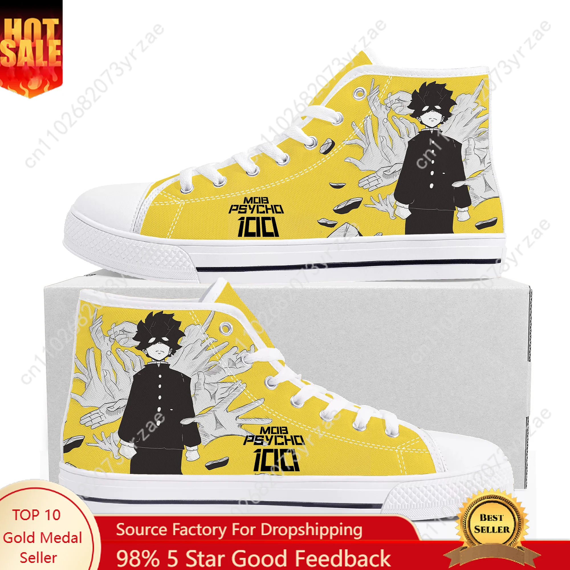 

Mob Psycho 100 High Top High Quality Sneaker Men Women Teenager Canvas Sneaker Casual Personalized Patterns Shoe Custom Shoes