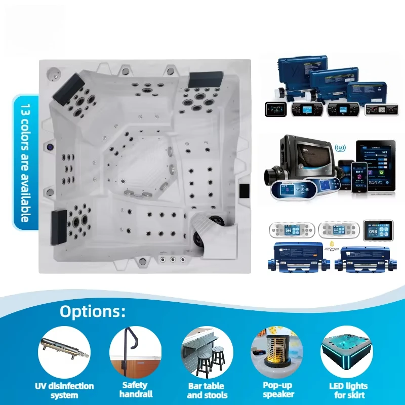 Factory Price 5 Person Hot Tub Spa Outdoor Customized Tubs with 32 LED Lights and Bluetooth for Commercial Hotel and Resort Spa