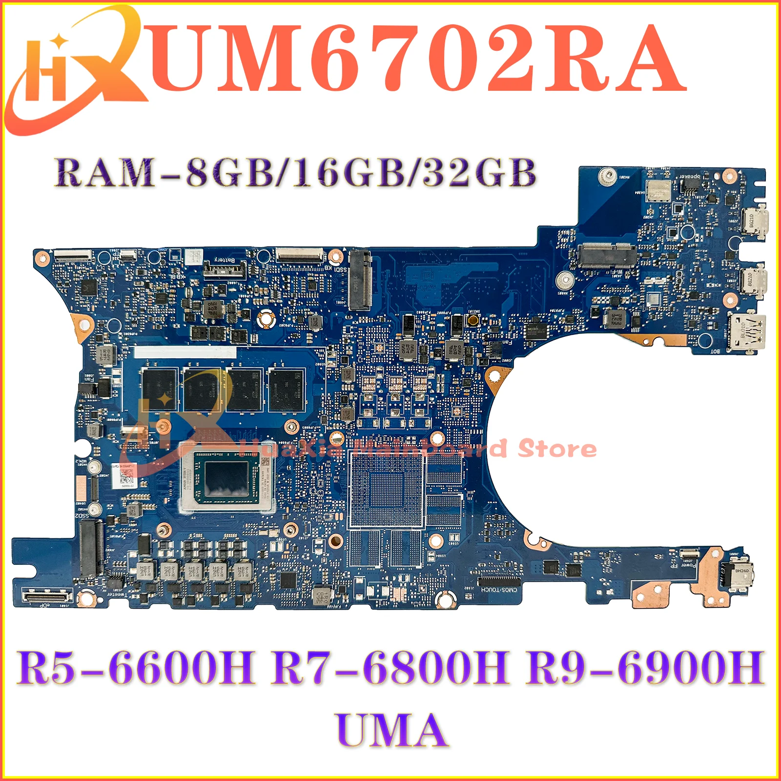 KEFU UM6702 Mainboard For ASUS UM6702RC UM6702RA UM6702R Laptop Motherboard R5-6600H R7-6800H R9-6900H RAM-8GB/16GB/32GB