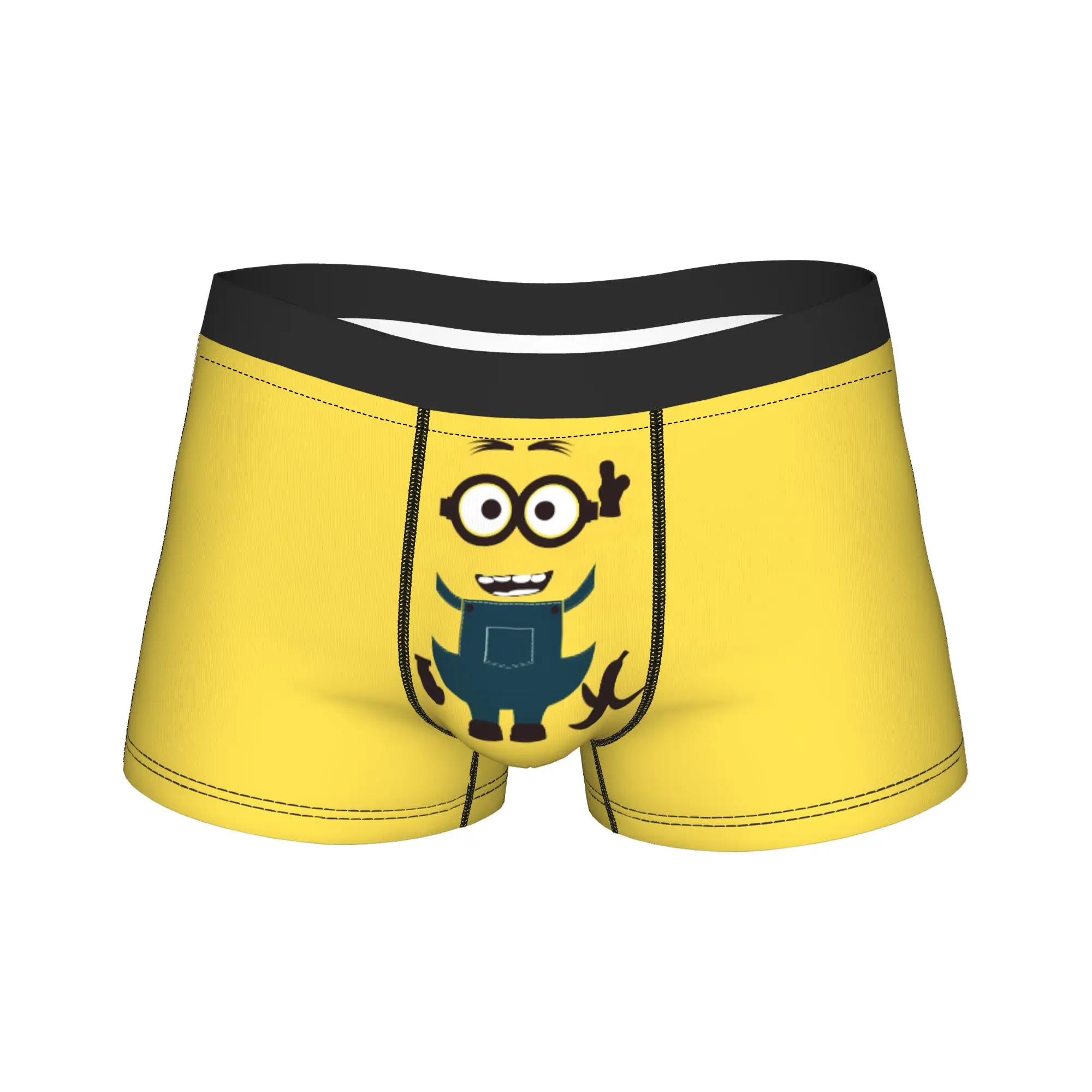 Cartoon M-Minions Face Print Boxershorts Pouch Underwear High Quality Custom Boxer Brief Comfortable Men's Underpants Plus Size