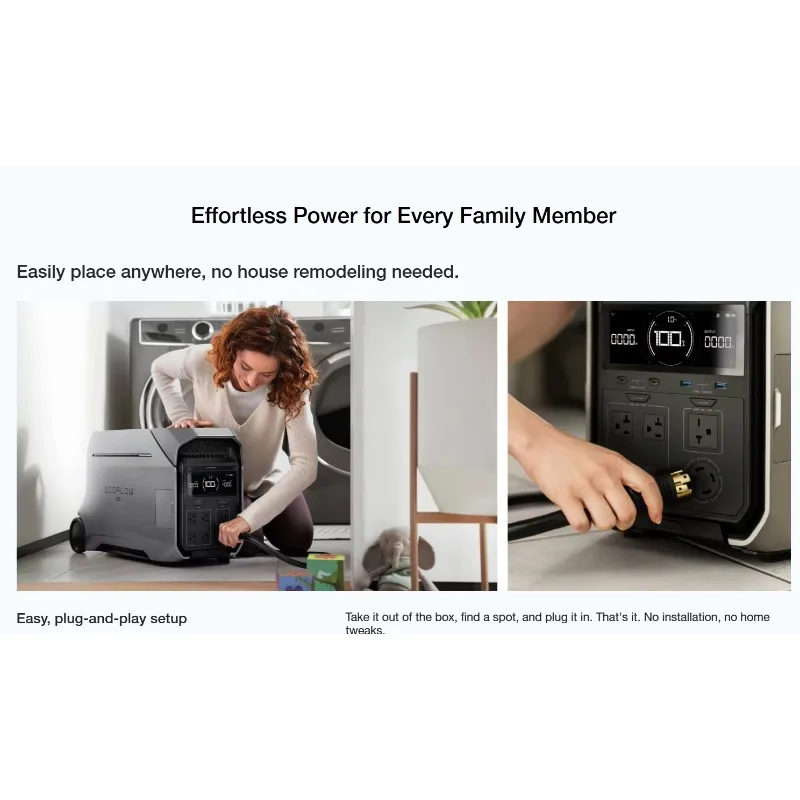 Eco FlowPro 3 4000W Whole Home Backup Power Portable Generator For Camping RV Emergency