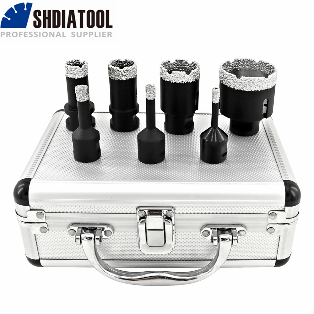 Imagem -02 - Shdiatool-conjunto de Bits de Diamante Perfuração a Seco Porcelanato Cerâmica Mármore Grés Buraco Saw Kit Buraco Saw 10 20 25 35 50 mm M14 Peças