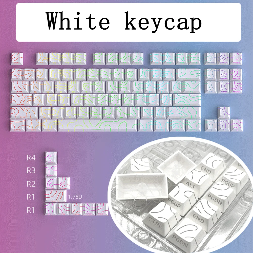Super Contour Stripe Light PBT-Tastenkappen für mechanische Tastaturen, Cherry-Höhe, Tastenkappen für 61/68/75/84/87 Tasten, Gaming-Tastatur – Detail 11