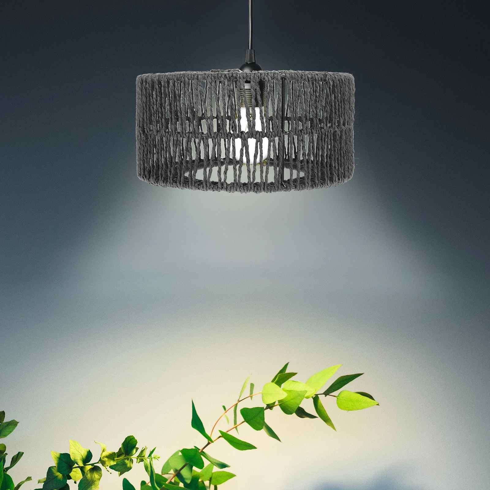 

Creative Woven Straw Rope Lampshade Retro Style No Dazzling Eye Comfortable Atmosphere Ceiling Lampshade Size S