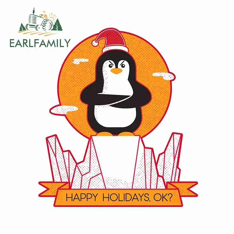 

EARLFAMILY 13cm x 11.4cm for Happy Holidays Ok Vinyl Car Stickers Occlusion Scratch Air Conditioner Window Trunk Decal for VAN