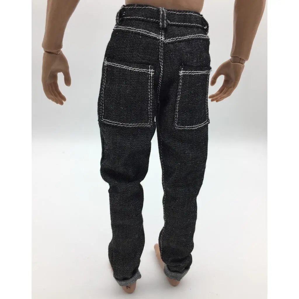 

1 6 Scale Mens Jeans Black Denim Pants Action Figure Clothing for 12 Inch Collectible Figure Body