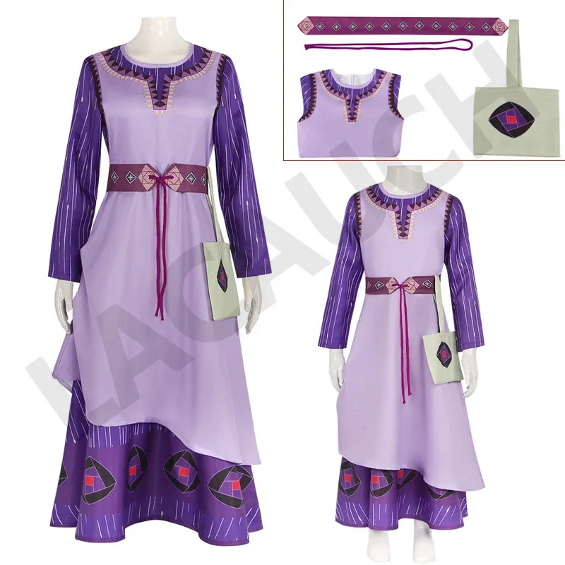 Magic Girls Cosplay Princess Wish Asha Dress for Children Christmas Kids Adult Birthday Party Gifta;3,v'5.t;8, view 2