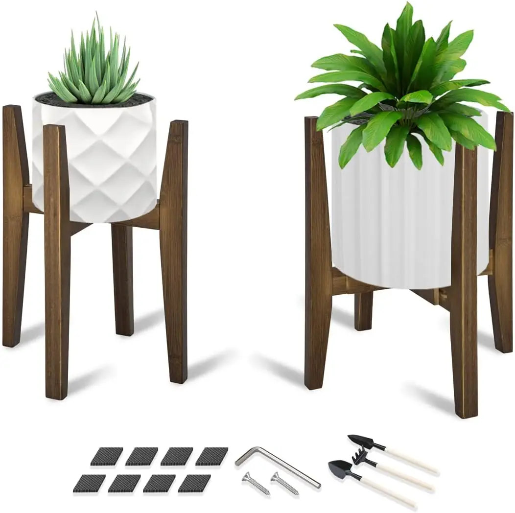 

Adjustable Bamboo Plant Stand for Indoor Plants, Fits 8-12 Inch Pots, Modern Corner Holder (Pot Not Included)