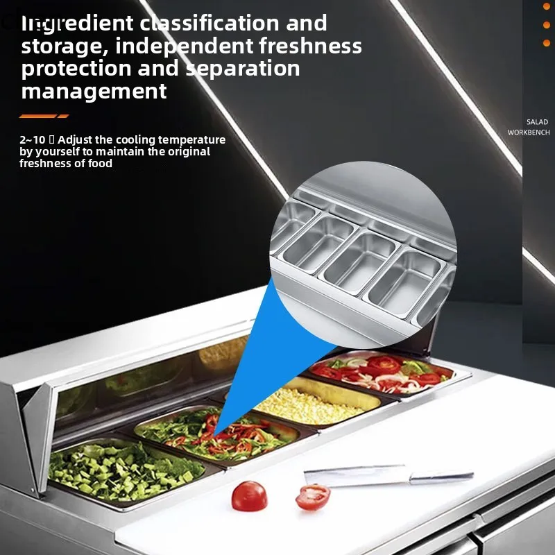HXL Salad Workbench Refrigerated Freezer Workbench Cold Storage Fresh-Keeping Operation Table
