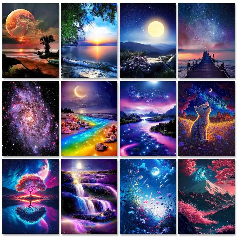 

GATYZTORY DIY Crafts Painting By Numbers Scenery Kit On Canvas Picture By Numbers Oil Painting For Living Room Wall Art Home Dec