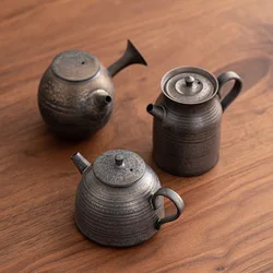 Household Kung Fu Tea Set Side Handle Pot Gilt Glaze Teapot Handmade Retro Rust Teapot Ceramic Single Pot