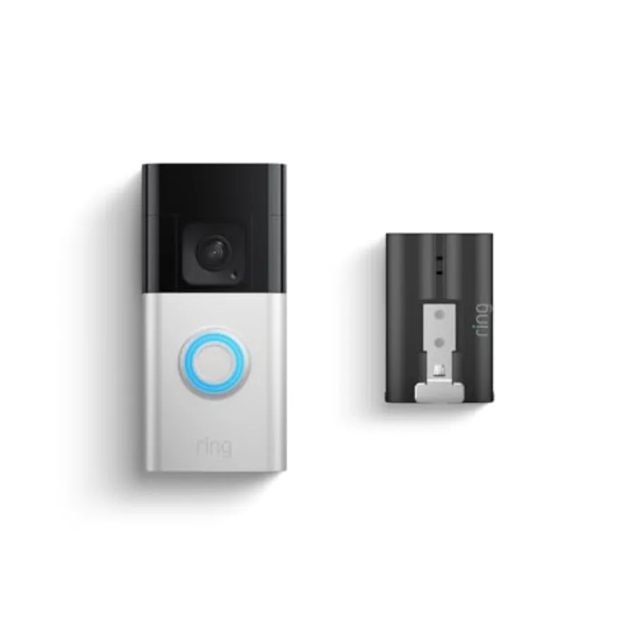 

Беспроводной дверной звонок Ring Battery Doorbell Plus с быстросъемной батареей, черный, для умного дома, с длительным временем автономной работы и простой установкой