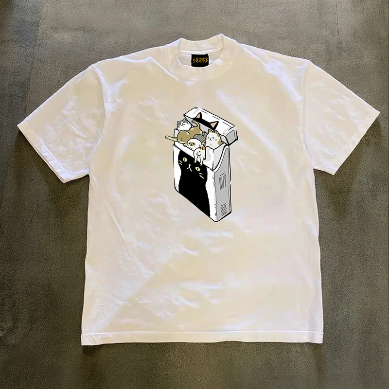 純綿3a260gダブルスレッドルーズフィット半袖tシャツ-メンズ＆レディース-レトロアメリカンスタイル-カジュアルサマーウェア