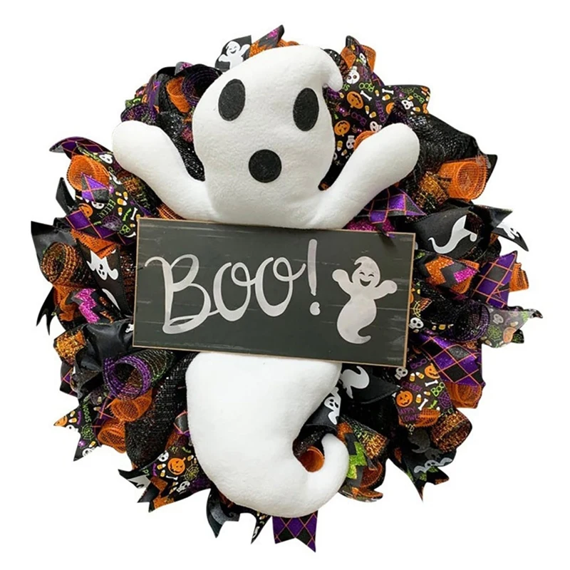 Halloween Boo Ghost Wreath For Front Door Halloweenparty Supplies Wall Window Hanging Decoration Home Decor