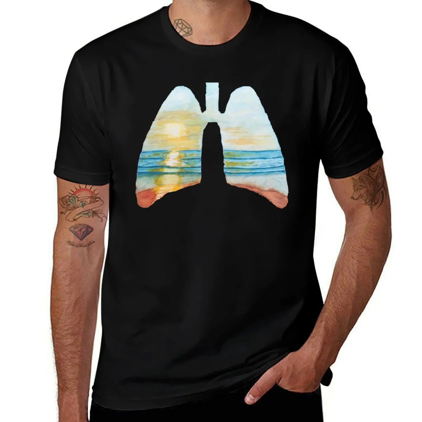 Sunny Beach Lungs T-Shirt Soft Touch Basic Cotton T-Shirt