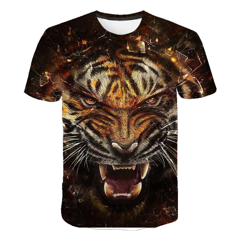 Summer Tiger 3D Print T-Shirts Streetwear Animal Men Women Fashion Oversized Short Sleeve T Shirt O-Neck Male Tees Tops Clothing