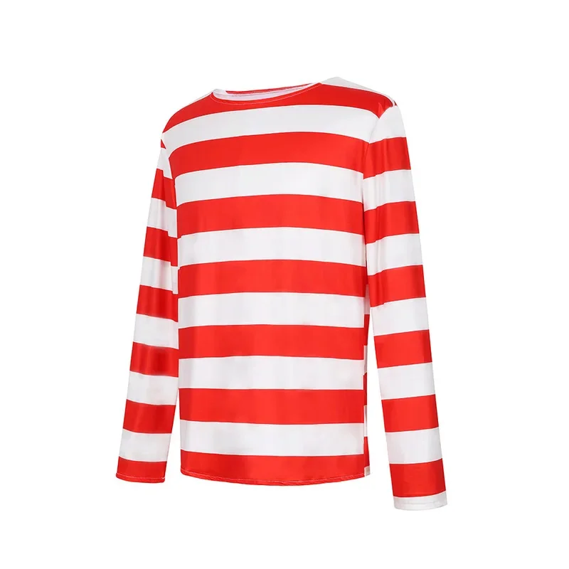 Горячие Wheres Waldo в полоску, молодежная детская рубашка Wally для мальчиков, очки и шляпа, носки, унисекс, для взрослых, семейный костюм на Хэллоуин, 5ftu^