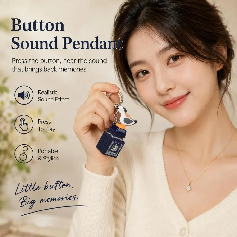 Light Up Flower Basket Voice Keychain Keyboard Clicker Bag Pendant Voice Keychain Lion-head goose 8.6cm Button Sound Pendant