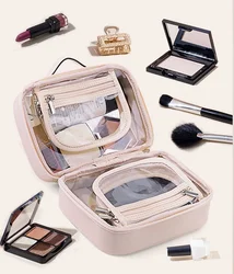 Transparent Cosmetic Bag 2 Layers Waterproof Large Capacity Makeup Package Multifunctional Travel Clear Makeup Bags Handbag