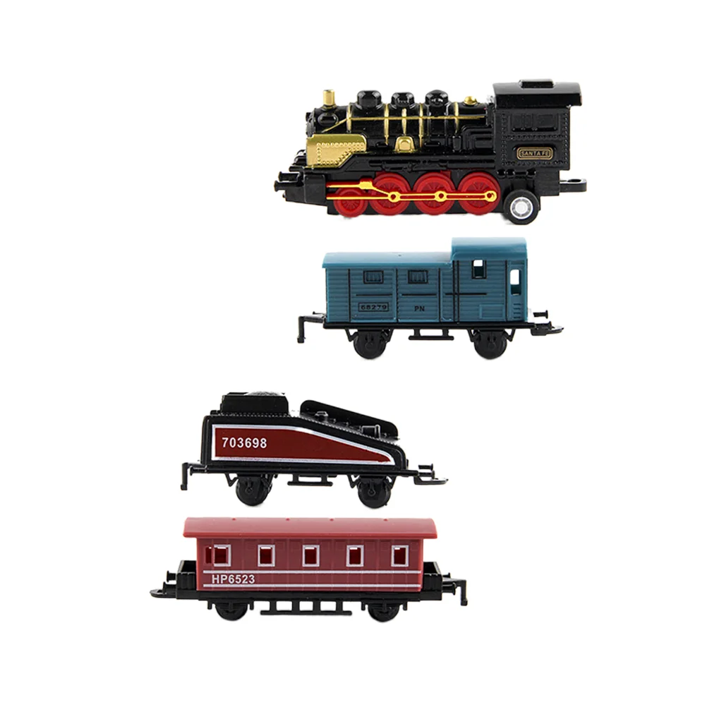 Ensemble de jouets de train à vapeur rétro pour enfants, modèle de train arrière côtelé, véhicules de voiture en alliage, cadeaux pour garçons, noir, 4 pièces