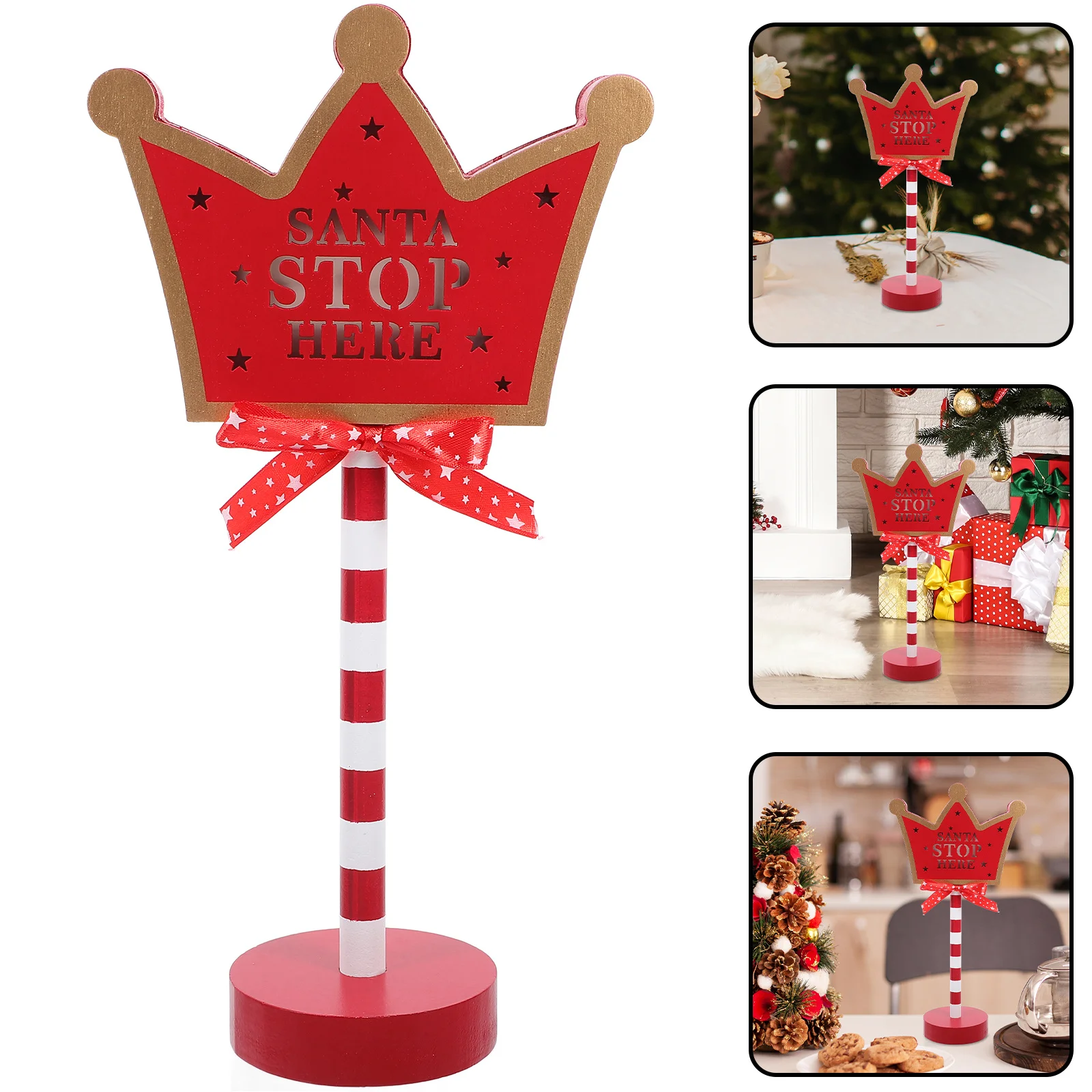 

Christmas Decorative Lamp Wood Xmas Crown Shaped LED Light Table Ornament Desk Lamp Xmas Home Decor Party Decoration Table