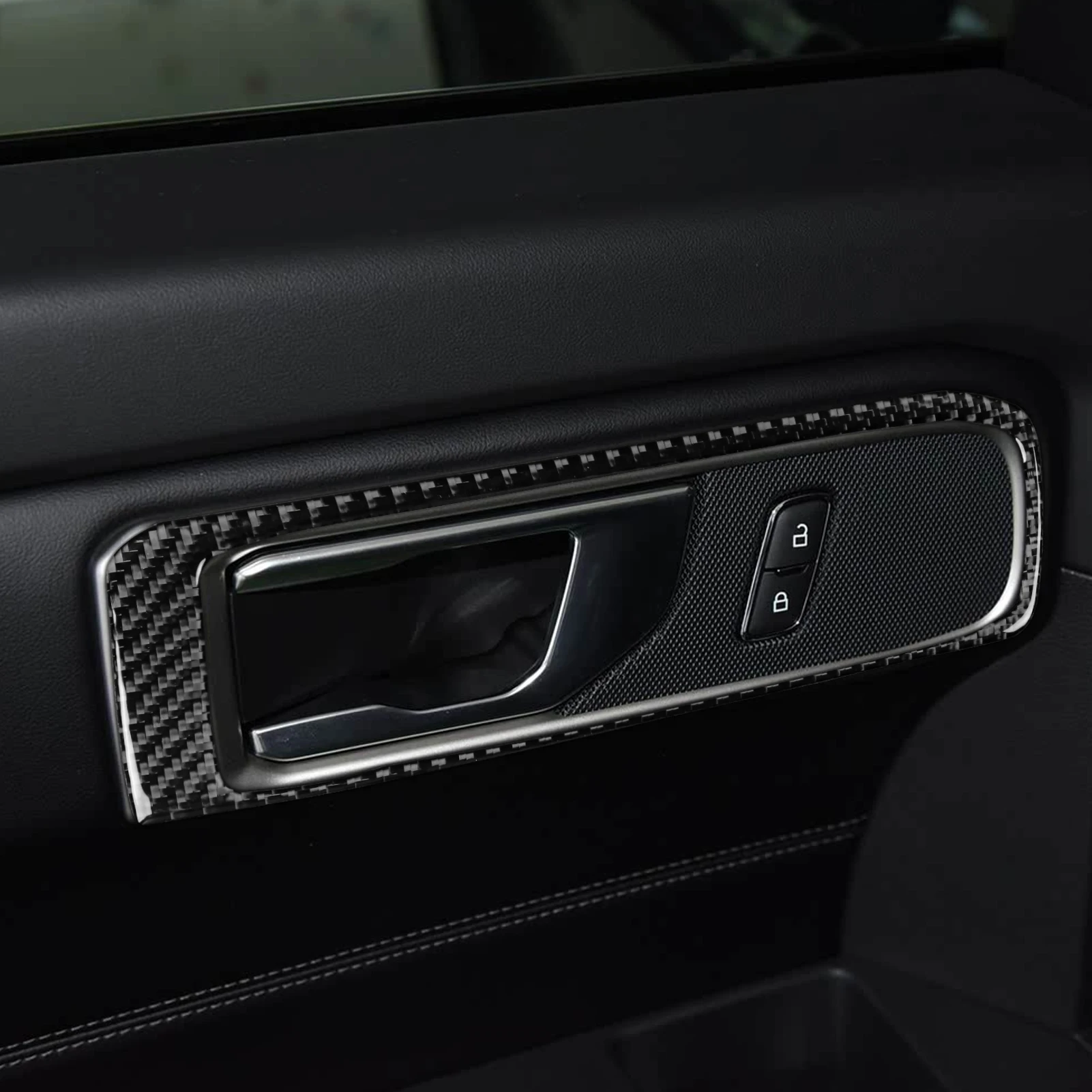 لفورد اكسبلورر 2020-2023 ألياف الكربون مقبض الباب الداخلي الإطار لوحة غطاء الكسوة اكسسوارات السيارات الداخلية لاصقة تزيين #3