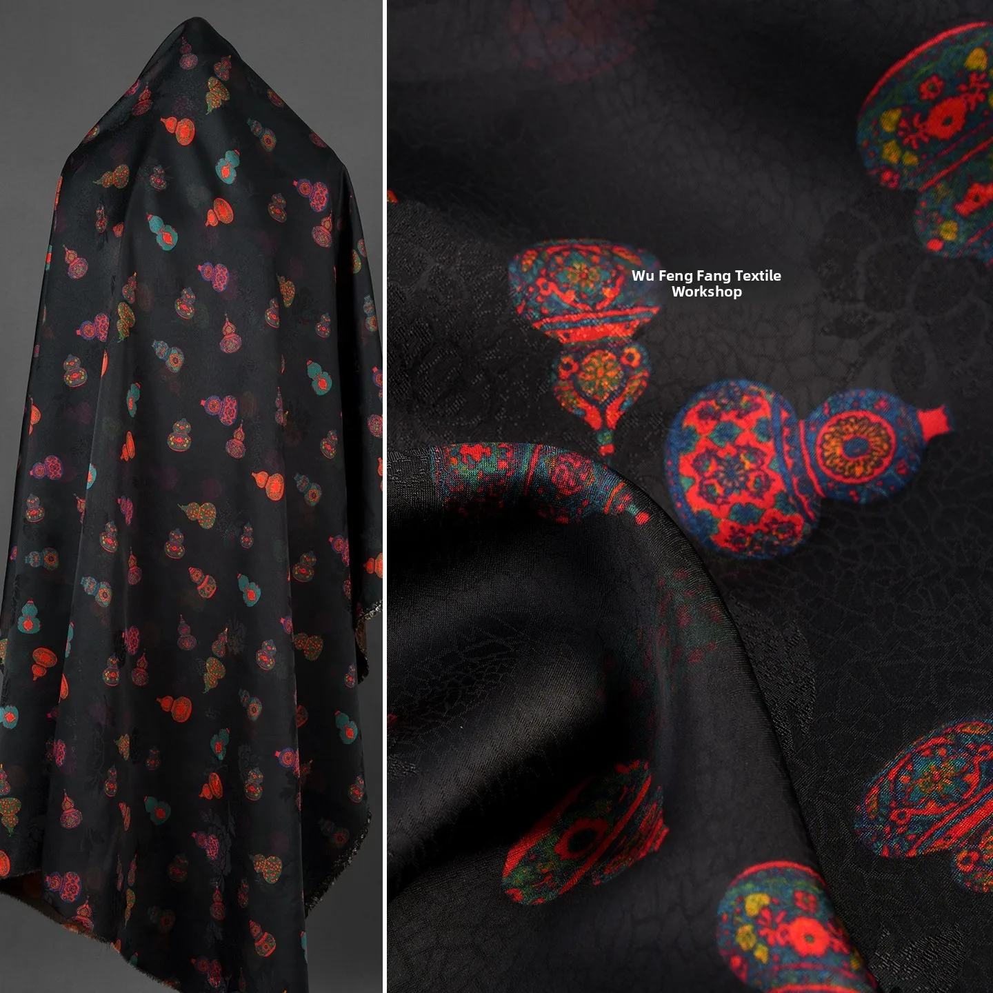 

Ретро-ткань из шелка Sle Cloud с узором Cra для традиционных китайских платьев, разноцветный дизайн «Тыква»